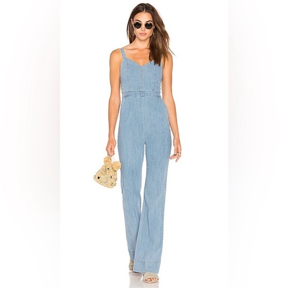 Alice + Olivia Chambray Sleeveless Jumpsuit Size 0 - Picture 13 of 13